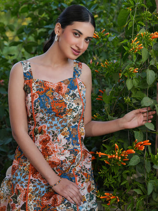 Multicolor Cotton Printed Kurta Pant Set