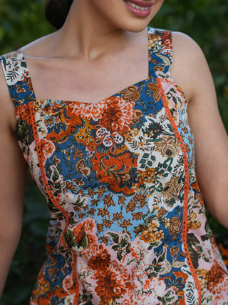 Multicolor Cotton Printed Kurta Pant Set