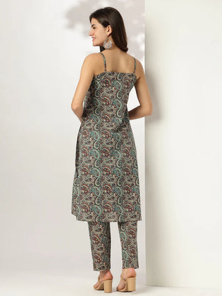 Multi Color Pure Cotton Ethnic Motif Printed Kurta Bottom Set