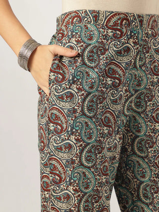 Multi Color Pure Cotton Ethnic Motif Printed Kurta Bottom Set