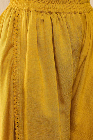 Mustard Viscose Rayon Thread Work Embroidered Straight Shape Kurta Trouser CO-Ord Set