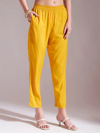 Mustard Cotton Gota Work Suit Set with Organza Dupatta