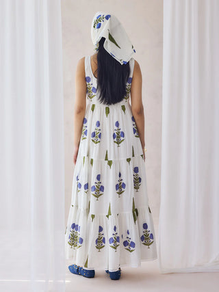 Off White Floral Print Maxi Dress