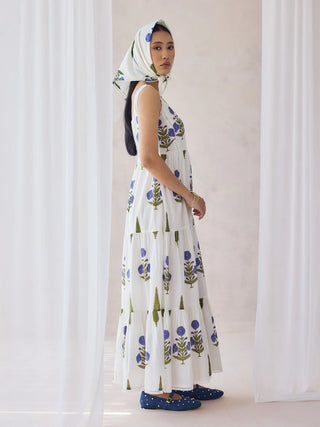 Off White Floral Print Maxi Dress