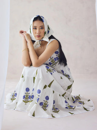 Off White Floral Print Maxi Dress