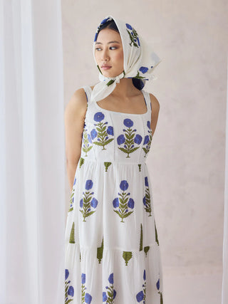 Off White Floral Print Maxi Dress