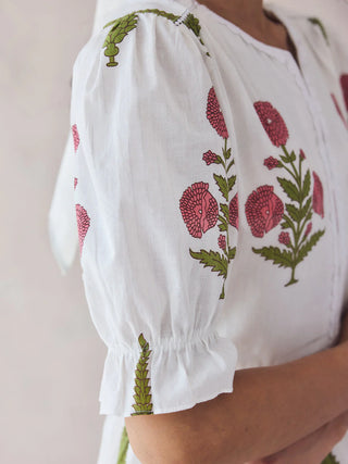 Off White Pink Floral Print Maxi Dress