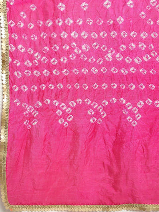 Pink  Suit Set with Bandhani Palazzo and Dupatta