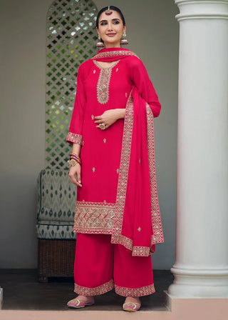 Pink Georgette Stonework Embroidered Suit Set with Dupatta