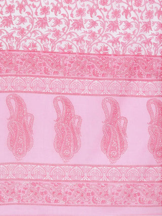 Pink Cotton Printed Suit Set with Dupatta