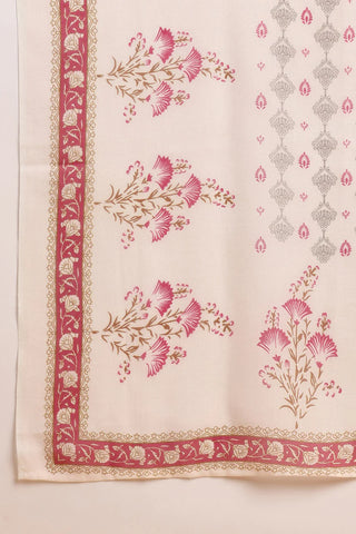 Pink Rayon Blend Printed Straight Shape Suit Set with Dupatta