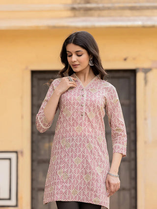 Cotton Pink Ethnic Motif Printed Top