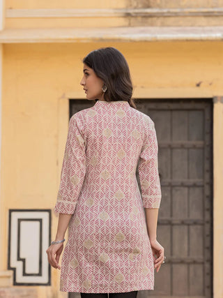 Cotton Pink Ethnic Motif Printed Top