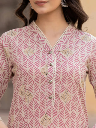 Cotton Pink Ethnic Motif Printed Top