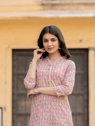 Cotton Pink Ethnic Motif Printed Top