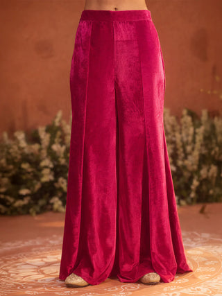 Pink Velvet Embroidered Suit Set with Dupatta