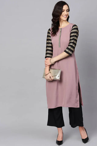 Crepe Purple-Black Kurta Palazzo Set