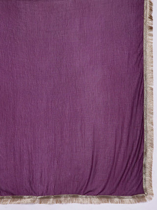 Violet Cotton Bandhani Print Anarkali Kurta with Dupatta