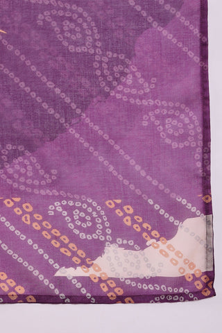 Purple Rayon Blend Floral Printed Straight Shape Suit Set with Dupatta