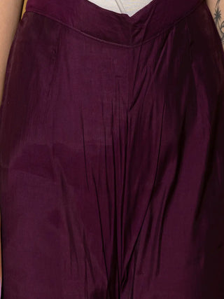 Purple Silk Embroidered Suit Set with Dupatta
