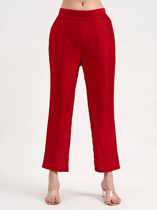 Red Silk Blend Kalidaar Embroidered Anarkali Suit Set with Dupatta