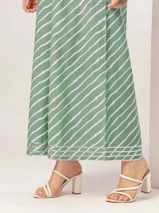 White & Sea Green Pure Cotton Embroidered Suit Set with Dupatta