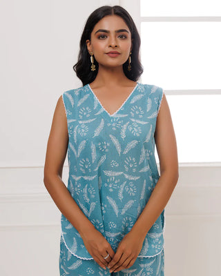Turquoise Hand Block Printed Co-Ord Set