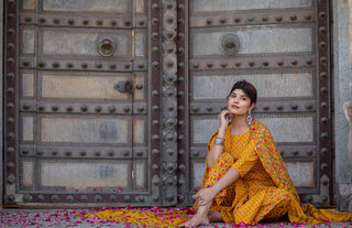 Yellow Pure Cotton Straight Cut Gold Printed Suit Set with Dupatta