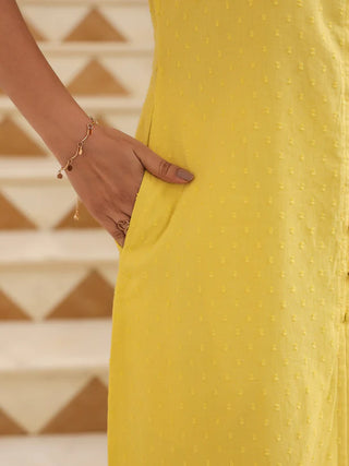 Yellow Pure Cotton Solid Straight Shape Kurta Bottom Set