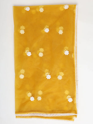 Yellow Yoke Design & Thread Embroidered Suit Set with Dupatta