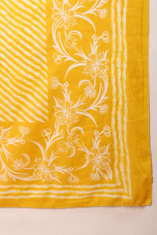 Yellow Viscose Rayon Bandhani Print & Embroidered Straight Shape Suit Set with Dupatta