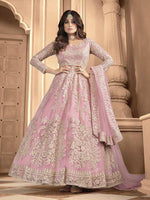 Dusty Pink Heavy Embroidered Anarkali Suit - Ria Fashions