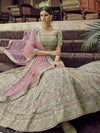 Green Heavy Embroidered Georgette bridal Lehenga - Ria Fashions