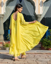 Cotton Embroidered Yellow and Silver Colored Dress Set - Ria Fashions