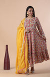 Cotton Anarkali Set With Gotta, Lace Work - Ria Fashions