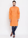 Orange Solid Linen Cotton Men's Kurta - Ria Fashions