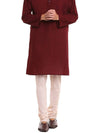 Red Solid Cotton Men's Kurta with Cream Churidar - Ria Fashions