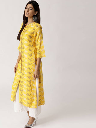 Readymade Yellow Rayon Kurta - Ria Fashions