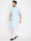 Blue Solid Cotton Men's Kurta Set - Ria Fashions
