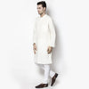 White Solid Cotton Men's Kurta - Ria Fashions