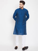 Blue Solid Cotton Men's Kurta - Ria Fashions