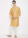 GOLD Woven Design Silk Blend Men's Kurta - Ria Fashions