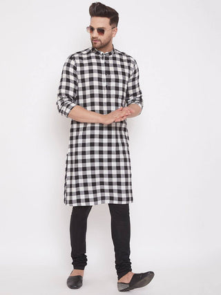 Checkered Men's Cotton Full Sleeves Kurta - Ria Fashions