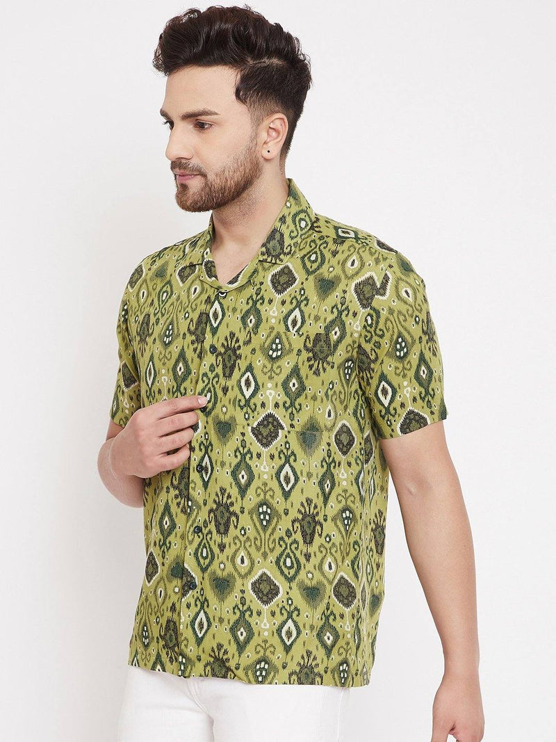 Leaf Green Printed Summer Casual Shirt - Ria Fashions