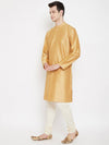GOLD Woven Design Silk Blend Men's Kurta - Ria Fashions