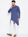 Asymmetrical Blue Striped Cotton Men's Kurta - Ria Fashions