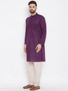 Purple Solid Cotton Men's Kurta - Ria Fashions