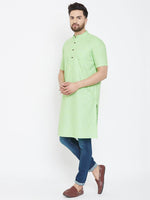 Green  Solid  Cotton Men's Kurta - Ria Fashions