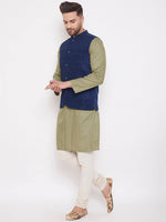 Blue Viscose Men's Sleeveless Nehru jacket - Ria Fashions