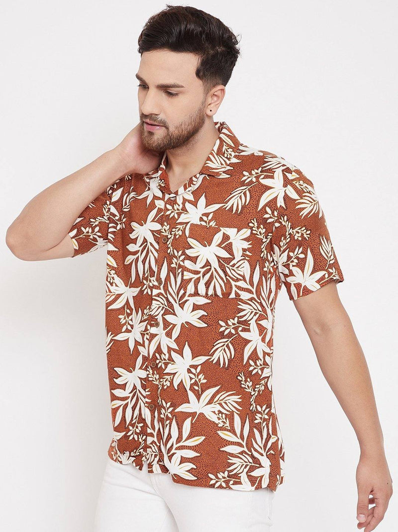Orange Hawaiian Casual Shirt - Ria Fashions